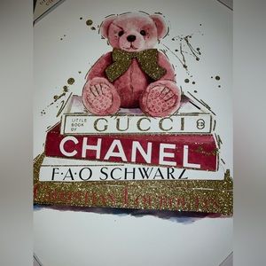 Luxury wall art - Gucci, Chanel pink teddy bear wall art